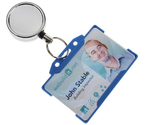 Chrome Heavy Duty ID Card Badge Reels with Key Ring (Pack of 50)