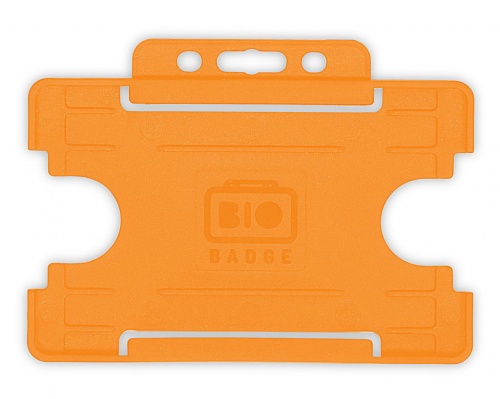 Orange Single-Sided Biobadge Open Faced ID Card Holder Landscape x 100