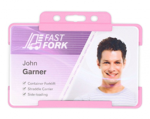 Pink Single-Sided Biobadge Open Faced ID Card Holder Landscape x 100
