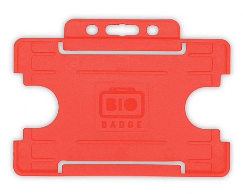 Red Single Sided Biobadge Open Faced ID Card Holder x 100