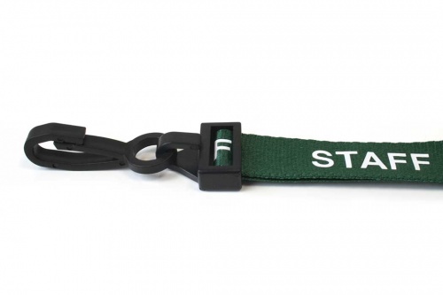 Green Staff Lanyards 15mm with Breakaway and Plastic J-Clip (Pack of 100)