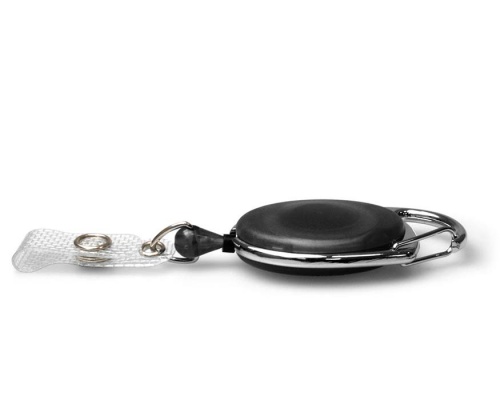 Black Translucent Carabiner Card Reels with Reinforced ID Straps (Pack of 50)