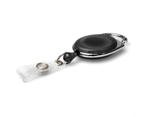 Black Translucent Carabiner Card Reels with Reinforced ID Straps (Pack of 50)