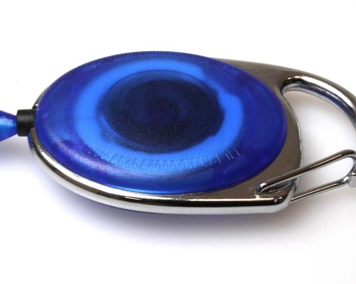 Blue Translucent Carabiner Card Reels with Key Rings (Pack of 50)