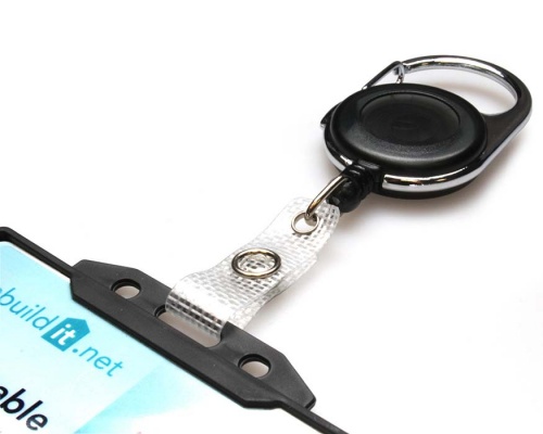Black Translucent Carabiner ID Card Badge Reels with Strap Clip (Pack of 50)