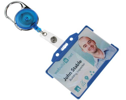Blue Carabiner ID Card Reels Translucent with Reinforced Strap Clip (Pack of 50)