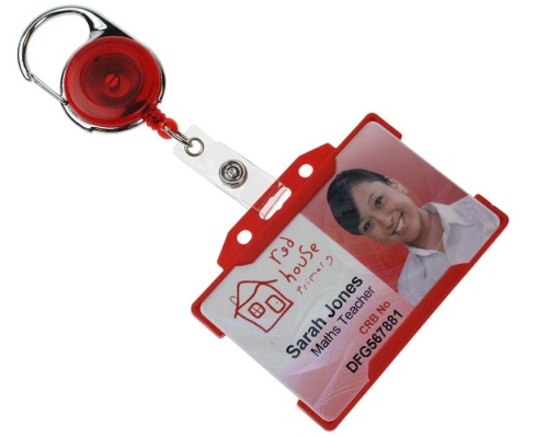 Red Translucent Carabiner ID Card Badge Reels with Strap Clip (Pack of 50)