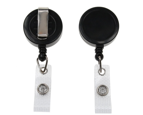 Black ID Badge Reels With Re-Inforced Strap Clip (Pack of 50)