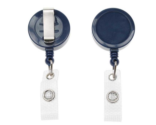 Dark Blue ID Card Badge Reels with Reinforced Strap Clip (Pack of 50)
