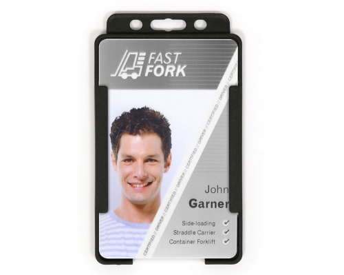 Black Single-Sided BioBadge Open Faced ID Card Holder, Portrait x 100