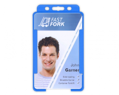 Light Blue Single-Sided BioBadge Open Faced ID Card Holder, Portrait x 100