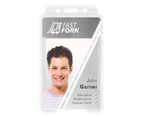 Clear Single-Sided BioBadge Open Faced ID Card Holder, Portrait x 100