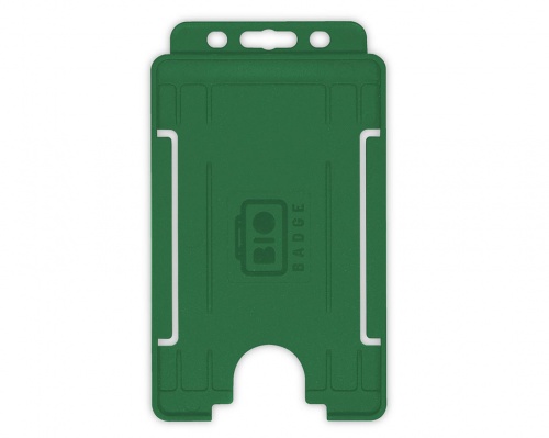 Dark Green Single-Sided BioBadge Open Faced ID Card Holder, Portrait x 100