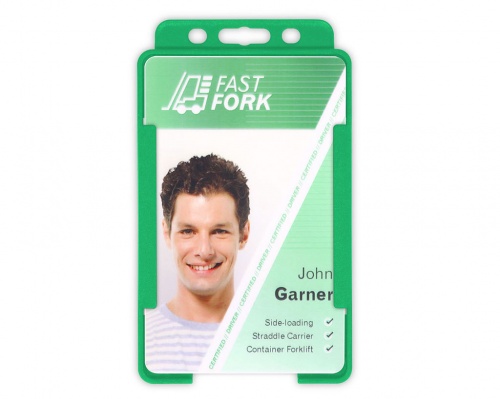 Light Green Single-Sided BioBadge Open Faced ID Card Holder, Portrait x 100