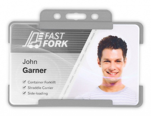 Grey Single-Sided Biobadge Open Faced ID Card Holder Landscape x 100