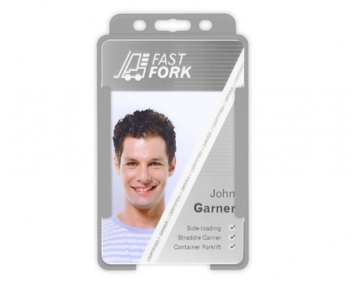 Grey Single-Sided BioBadge Open Faced ID Card Holder, Portrait x 100