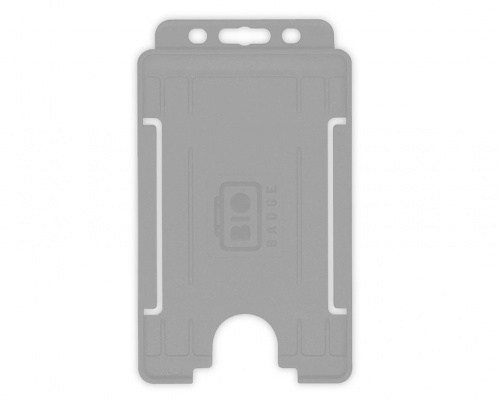 Grey Single-Sided BioBadge Open Faced ID Card Holder, Portrait x 100