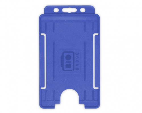 Mid Blue Single-Sided BioBadge Open Faced ID Card Holder, Portrait x 100