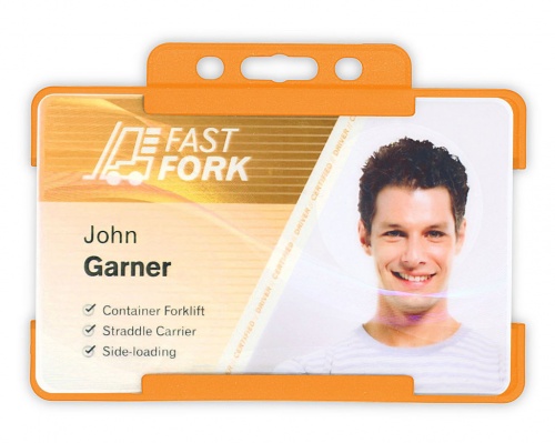 Orange Single-Sided Biobadge Open Faced ID Card Holder Landscape x 100