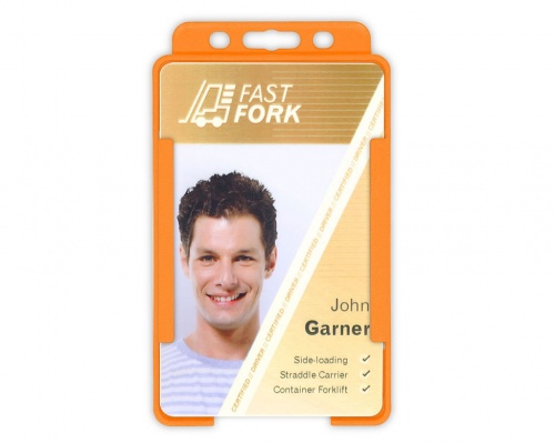 Orange Single-Sided BioBadge Open Faced ID Card Holder, Portrait x 100