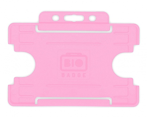 Pink Single-Sided Biobadge Open Faced ID Card Holder Landscape x 100