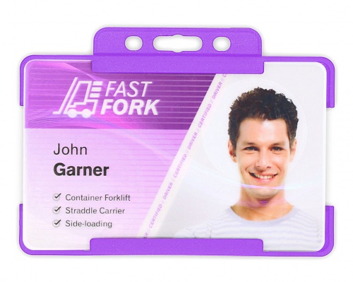 Purple Single-Sided Biobadge Open Faced ID Card Holder Landscape x 100