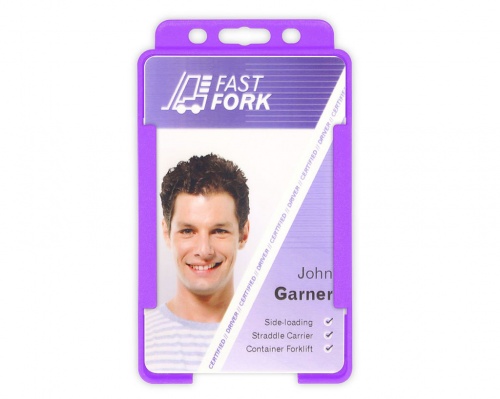 Purple Single-Sided BioBadge Open Faced ID Card Holder, Portrait x 100