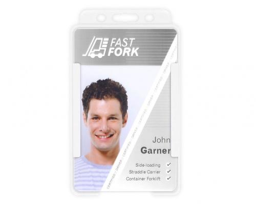 White Single-Sided BioBadge Open Faced ID Card Holder, Portrait x 100