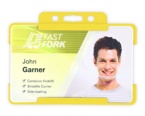 Yellow Single Sided BioBadge Open Faced ID Card Holder x 100