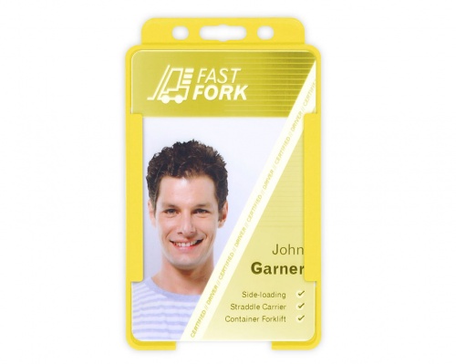 Yellow Single-Sided BioBadge Open Faced ID Card Holder, Portrait x 100