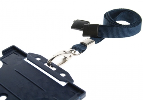 Plain Dark Blue Lanyards with Breakaway and Metal Lobster Clip (Pack of 100)