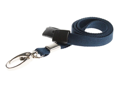 Plain Dark Blue Lanyards with Breakaway and Metal Lobster Clip (Pack of 100)