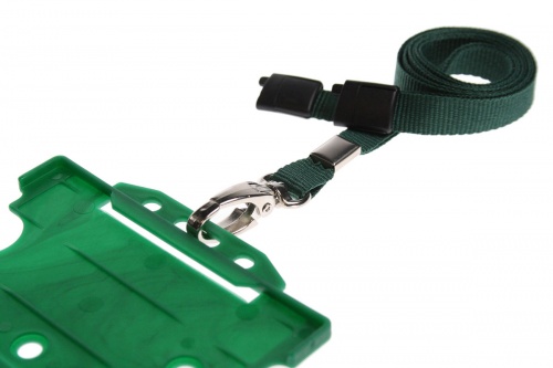 Plain Dark Green Lanyards with Breakaway and Metal Lobster Clip (Pack of 100)