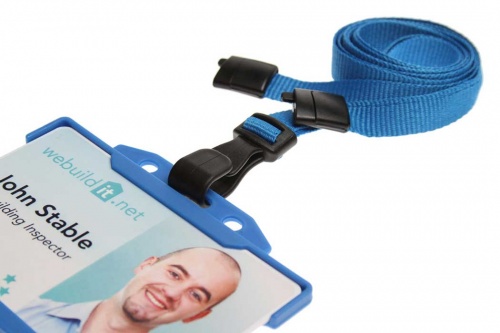 Plain Light Blue Lanyards with Breakaway and Plastic J Clip (Pack of 100)