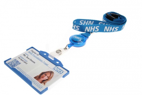 NHS Staff Lanyards with Dual Breakaway and Card Reel with NHS Dome (Pack of 100)