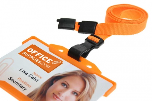 Plain Orange Lanyards with Breakaway and Plastic J Clip (Pack of 100)