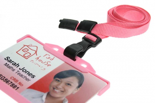Plain Pink Lanyards with Breakaway and Plastic J Clip (Pack of 100)
