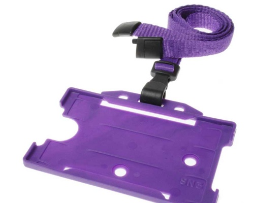 Plain Purple Lanyards with Breakaway and Plastic J Clip (Pack of 100)