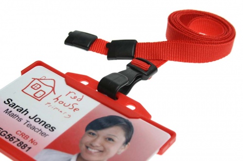 Plain Red Lanyards with Breakaway and Plastic J Clip (Pack of 100)