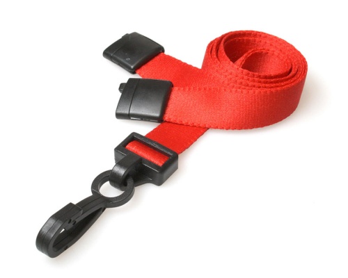 Plain Red 15mm Lanyards with Breakaway and Plastic J Clip (Pack of 100)