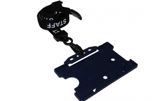 Black Staff Lanyards 15mm with Breakaway and Plastic J-Clip (Pack of 100)