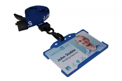 Blue Staff Lanyards 15mm with Breakaway and Plastic J-Clip (Pack of 100)