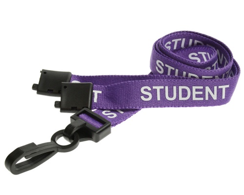 Purple Student Lanyards with Breakaway and Plastic J Clip (Pack of 100)