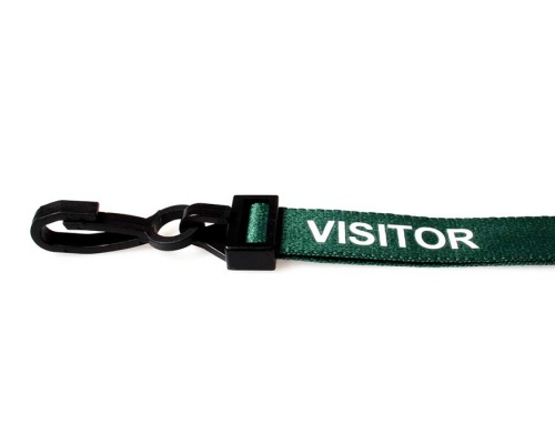 Green Visitor Lanyards with Breakaway and Plastic J Clip (Pack of 100)