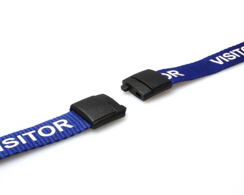 Royal Blue Visitor Lanyards with Breakaway and Metal Lobster Clip (Pack of 100)