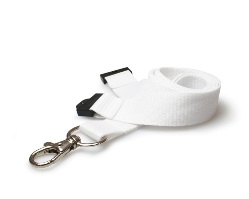 Plain White 20mm Flat Woven Breakaway Lanyard with Metal Trigger Clip (Pack of 100)