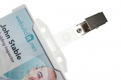 Crocodile ID Card Clip with Plastic Popper and 70mm Clear Strap (Pack of 100)