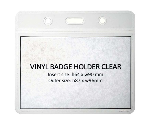 Clear Vinyl ID Card Badge Holders, Eco Friendly, 91 x 65 mm Landscape (Pack of 100)