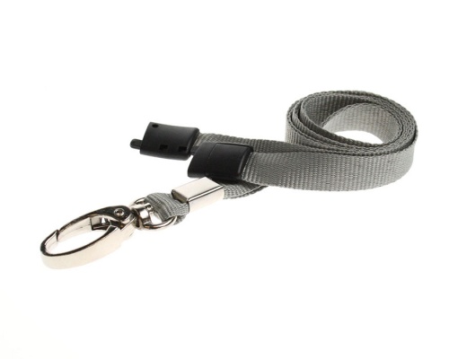 Plain Grey Lanyards with Breakaway and Metal Lobster Clip (Pack of 100)