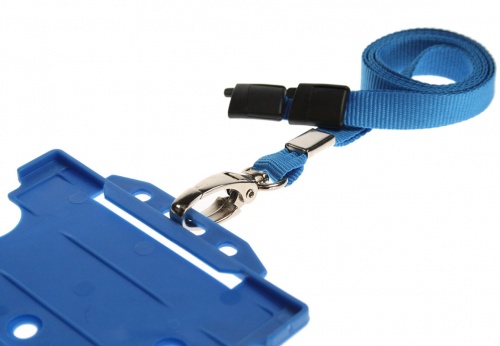 Plain Light Blue Lanyards with Breakaway and Metal Lobster Clip (Pack of 100)